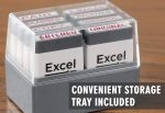 ExcelMark Mini Office Message Rubber Stamp Set - Red Ink - Storage Tray Included - Image 2